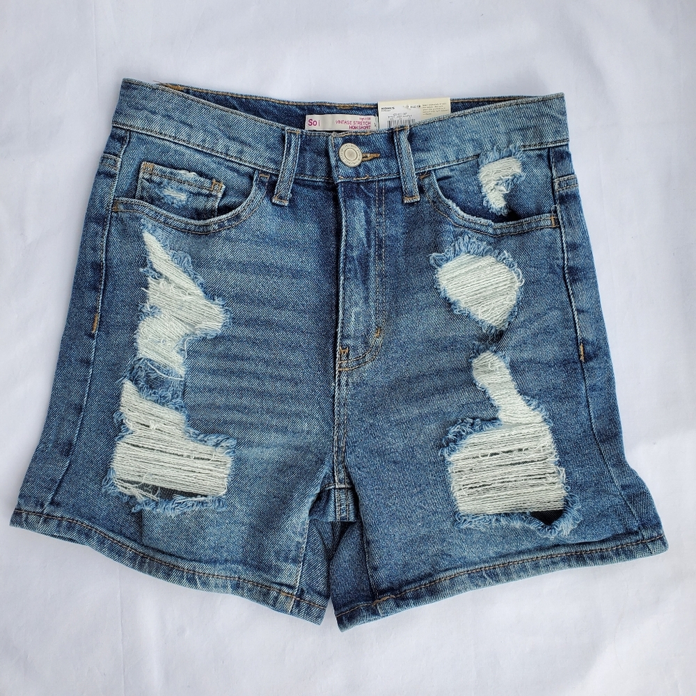SO High-Rise Distressed Mom Shorts Size 5 - Picture 1 of 13